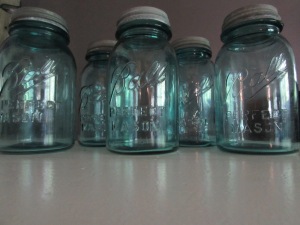 My favourite find of the day, these amazing blue mason jars.