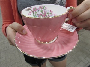 Tea cups a plenty. Watch out, as they range in price significantly. 